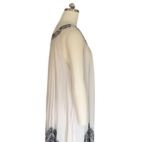 Zury Maxi Dress Womens One Size White Tribal Border Print V-Neck Sleeveless Boho - Picture 5 of 10